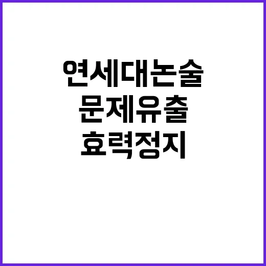 문제 유출 연세대 논술 효력정지 이게 사실?