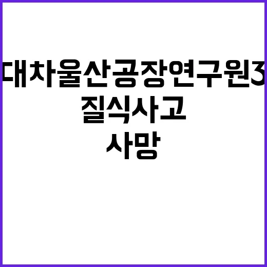 질식사고 현대차 울산공장 연구원 3명 사망 확인!