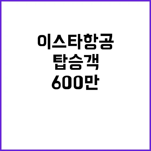 이스타항공 600만 탑승객 달성의 놀라운 기록!