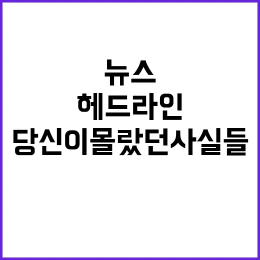 헤드라인 오늘의 뉴스 당신이 몰랐던 사실들!