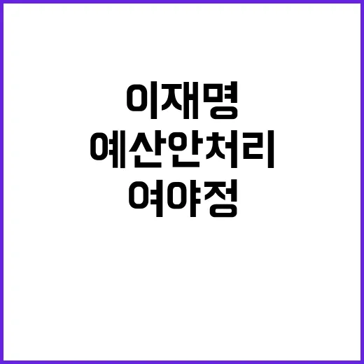 예산안 처리 이재명 여야정 회의에서 결정!