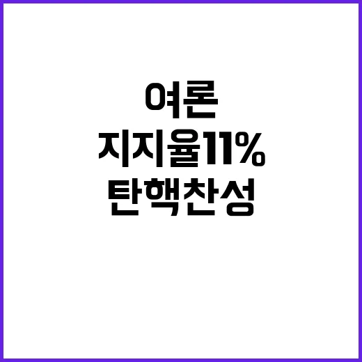 지지율 11%! “탄핵 찬성” 여론 확산 중이다.