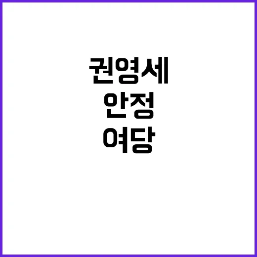 국정 안정 여당의 최우선 과제라고 권영세.