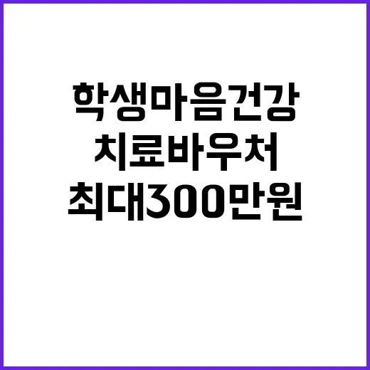 학생 마음건강 지원…최대 300만 원 치료 바우처!