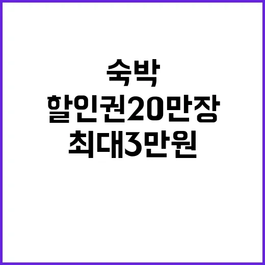 ‘할인권 20만 장’…숙박 최대 3만 원 혜택!