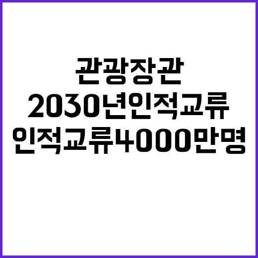 관광장관 2030년 인적교류 4000만명 목표 공개!