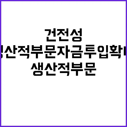 거시건전성 생산적 부문 자금 투입 확대 방법 공개!