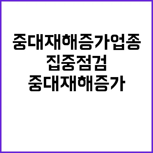 재해 예방 집중점검 중대재해 증가 업종은?