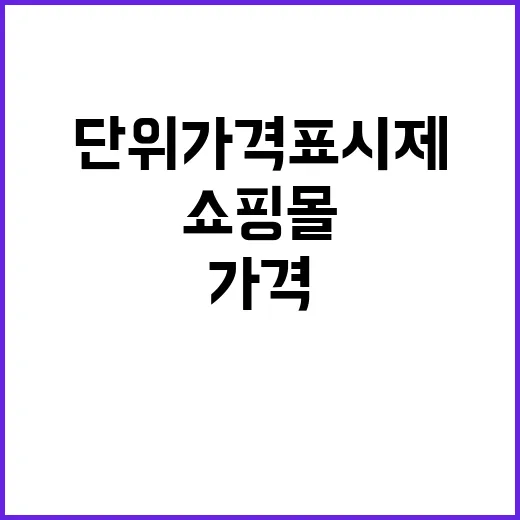 단위가격표시제 쇼핑몰 대혁신 예고!