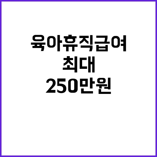 육아휴직급여 월 최대 250만원 지원 시작된다!