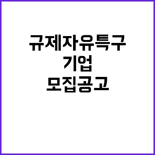 규제자유특구 기업과 기관 모집 공고! 지금 확인하세요!