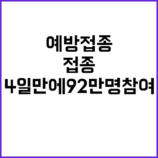 예방접종 4일 만에 92만 명 참여 소식!