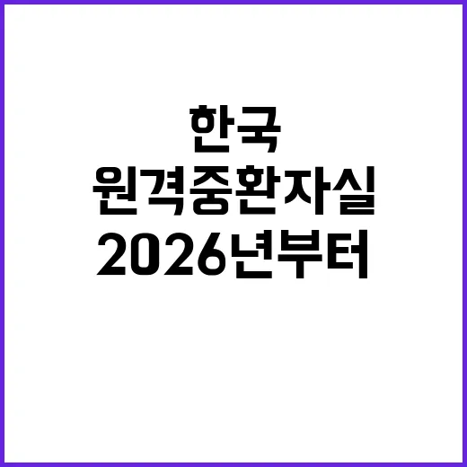 원격중환자실 2026년부터 한국에서 본격 가동!