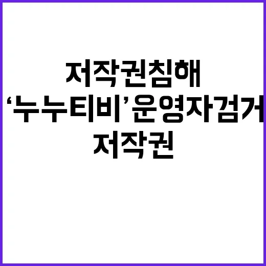 저작권 침해 ‘누누티비’ 운영자 검거 소식 독점!