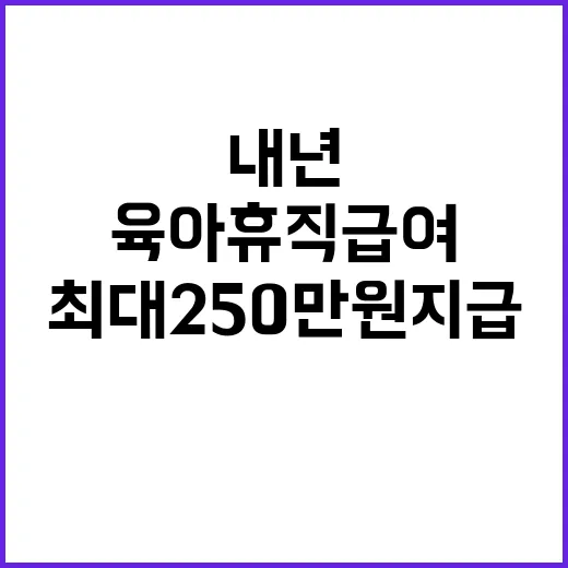 육아휴직 급여 내년 최대 250만 원 지급 확정!