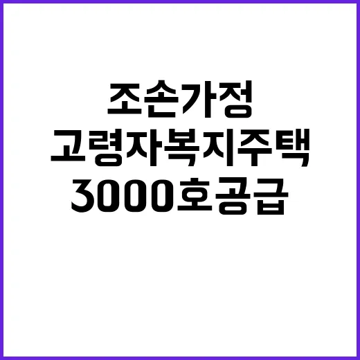 고령자복지주택 조손가정들을 위한 3000호 공급 계획!