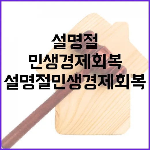 설 명절 민생경제 회복 기회로 만들어야!