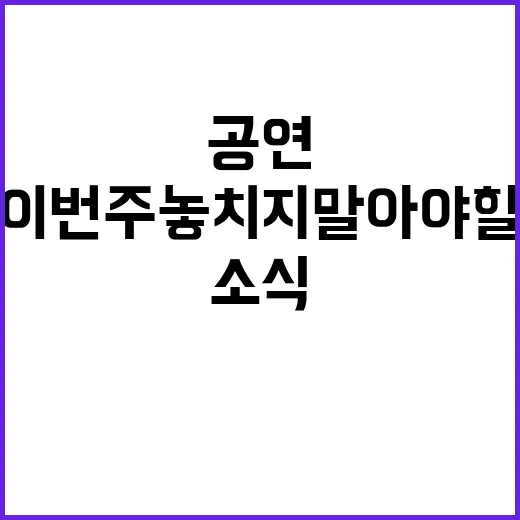 공연 소식 이번 주 놓치지 말아야 할 내용!