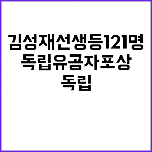 독립유공자 포상 김성재 선생 등 121명 발표!