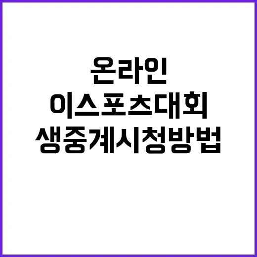 이스포츠대회 결선 온라인 생중계 시청 방법 공개!