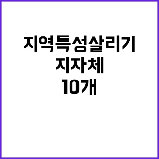 지역특성 살리기 10개 지자체 지원금 발표!