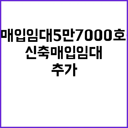 신축매입임대 5만 7000호 공급 3조 추가 집행!