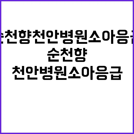 순천향천안병원 소아 응급진료 축소 이유 공개!