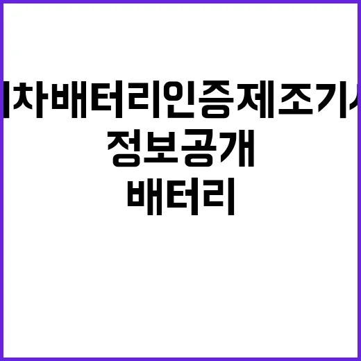 전기차 배터리 인증제 조기 시행 제조사 정보 공개!