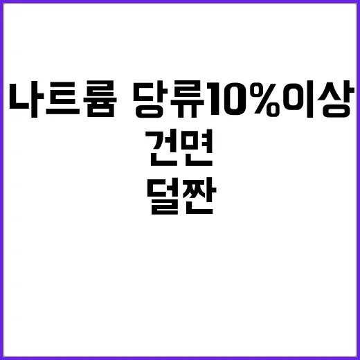 덜 짠 건면 나트륨·당류 10% 이상 낮춰!