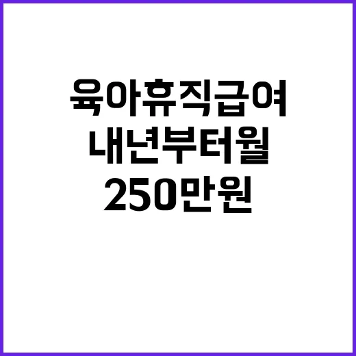 육아휴직급여 내년부터 월 250만원 지원!