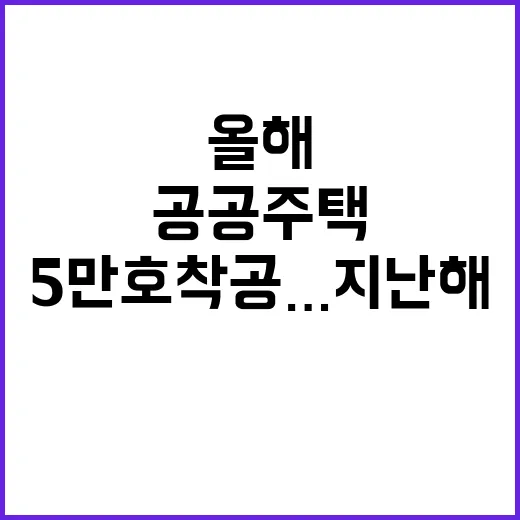 공공주택 올해 5만 호 착공…지난해 4.5배 증가!