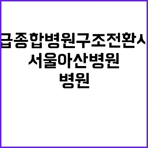 서울아산병원 선정! 상급종합병원 구조전환 사업 소식