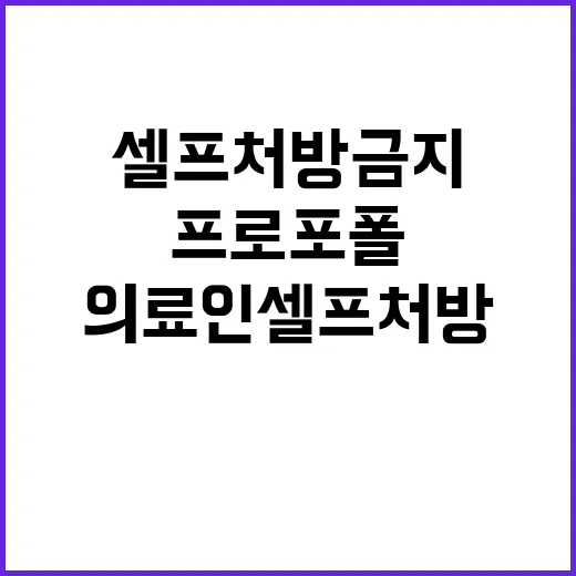 프로포폴 의료인 셀프처방 금지 추진의 배경은?