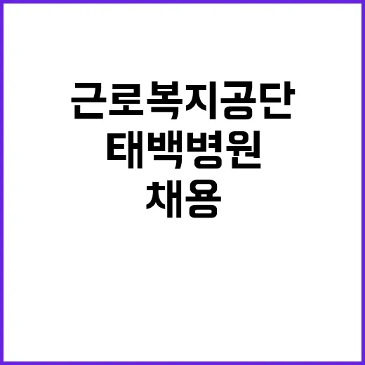 [태백병원] 의료직 5급(간호사) 채용 공고