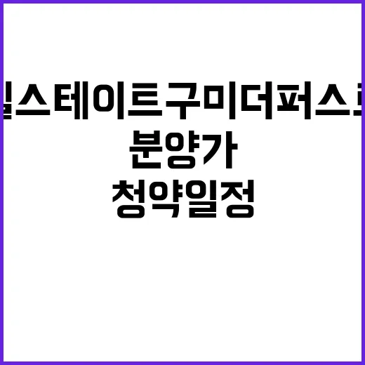 힐스테이트 구미더퍼스트 청약 일정과 분양가 완벽 분석!