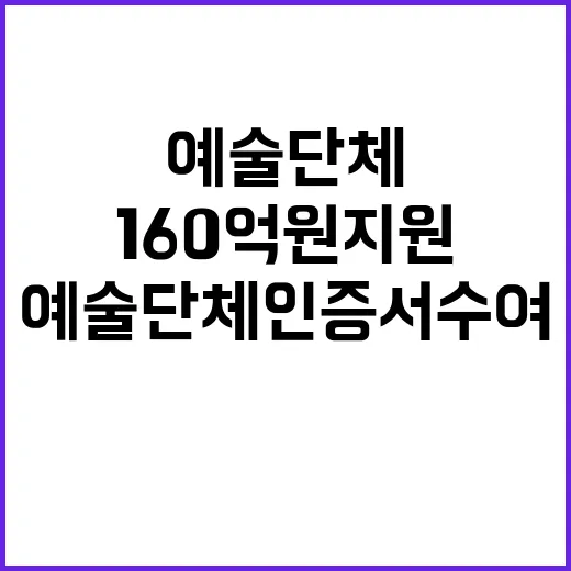 예술단체 인증서 수여 160억 원 지원 사실!