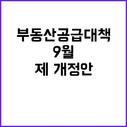 부동산 공급 대책 9월 제·개정안 발표 예고!