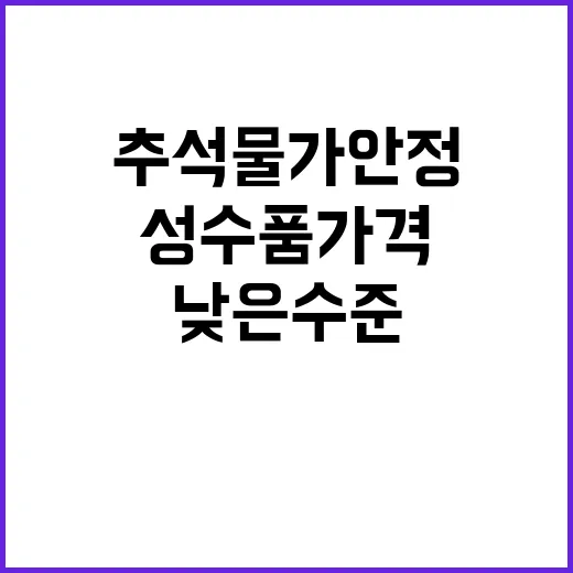 추석 물가 안정 성…