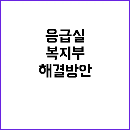 응급실 문제 복지부의 해결 방안 공개!