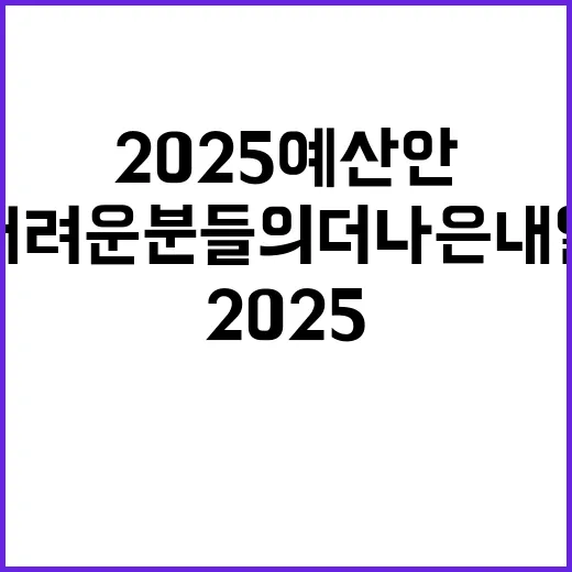 2025 예산안 어려운 분들의 더 나은 내일!