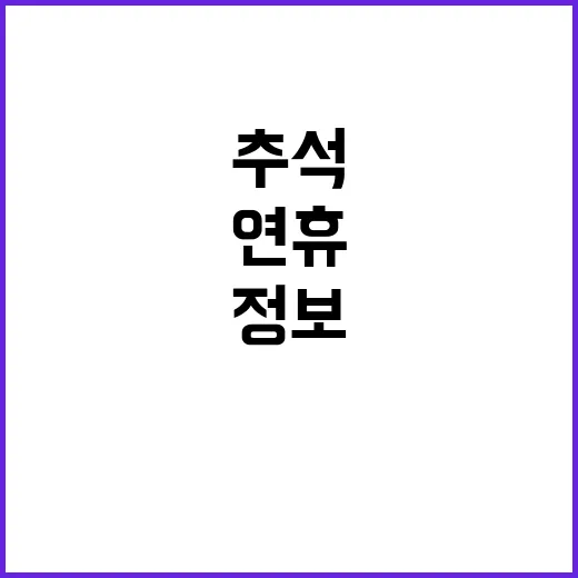 추석 연휴 필수 정…