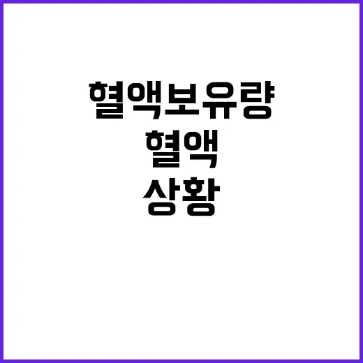 혈액 보유량 수급 상황 관리에 대한 진실은?