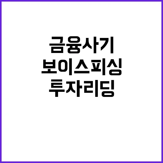 금융사기 주의! 보이스피싱과 투자 리딩 방안 공개