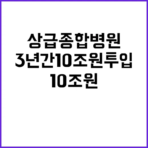 상급종합병원 3년간 10조 원 투입한다!