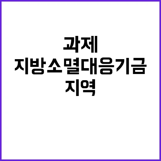 “지방소멸대응기금 지역발전의 기회와 도전 과제!”