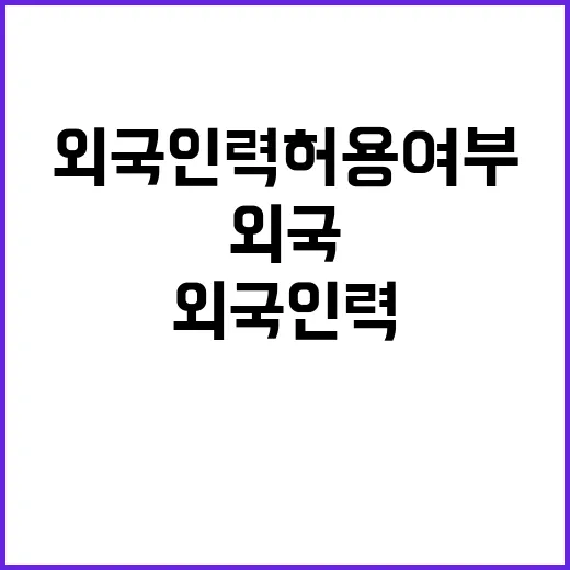 고용부 외국인력 허…