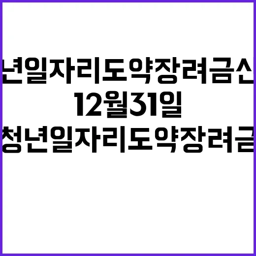 청년일자리 도약장려금 신청 마감 임박! 12월 31일