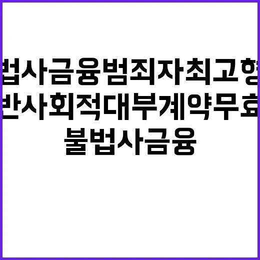 불법사금융 범죄자 최고형량 반사회적 대부계약 무효!