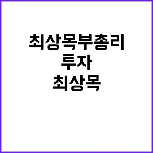 투자 최상목 부총리의 기업 지원 약속 공개!