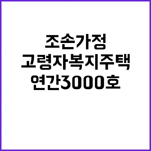 고령자복지주택 조손가정 지원을 위한 연간 3000호!